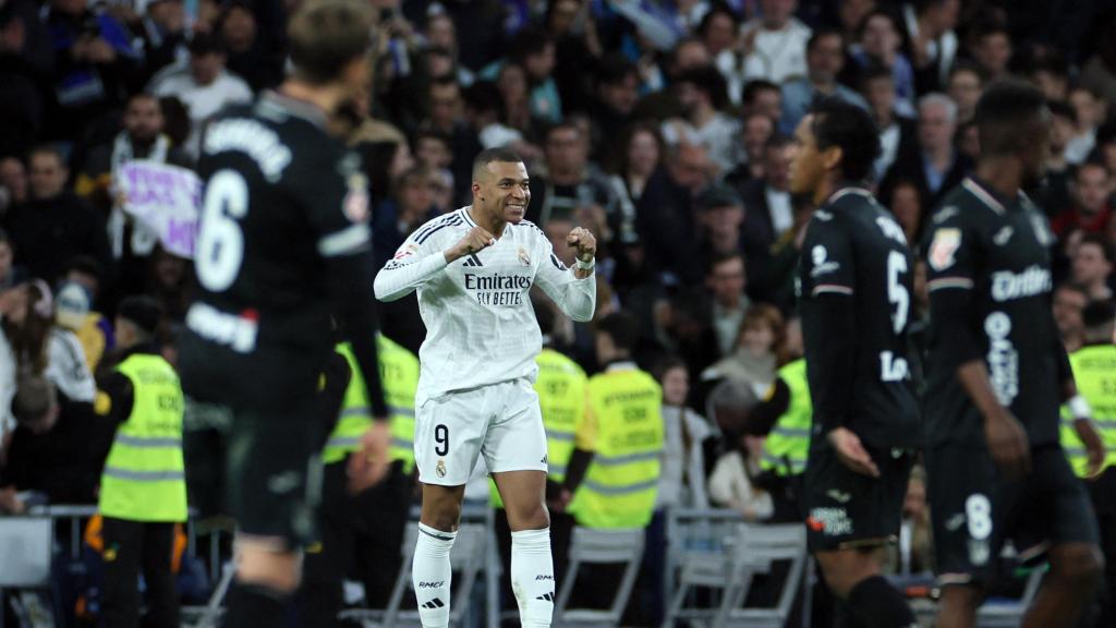 Mbappé celebra su segundo gol en el partido ante el Leganés.