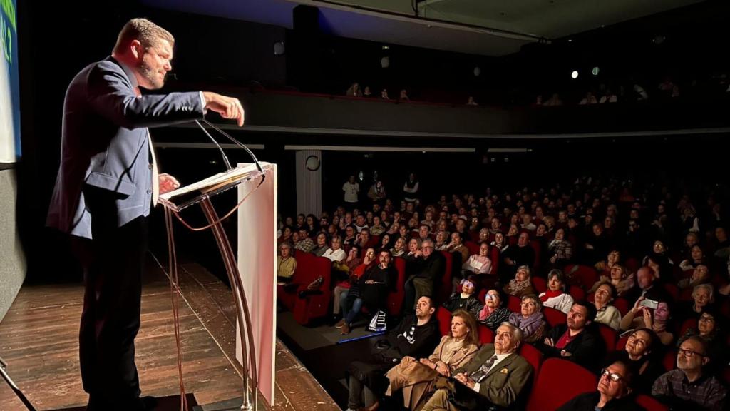 El presidente de Iustitia Europa, Luis María Pardo, durante el acto celebrado este fin de semana en el teatro Amaya de Madrid.
