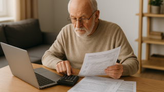Jubilado haciendo la declaración de la renta.