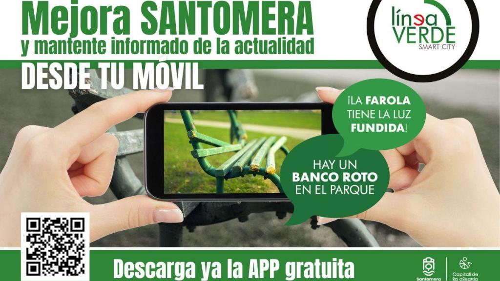 Cartel promocional del Ayuntamiento de Santomera del servicio 'Línea Verde'.