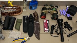 Efectos intervenidos al detenido en Murcia