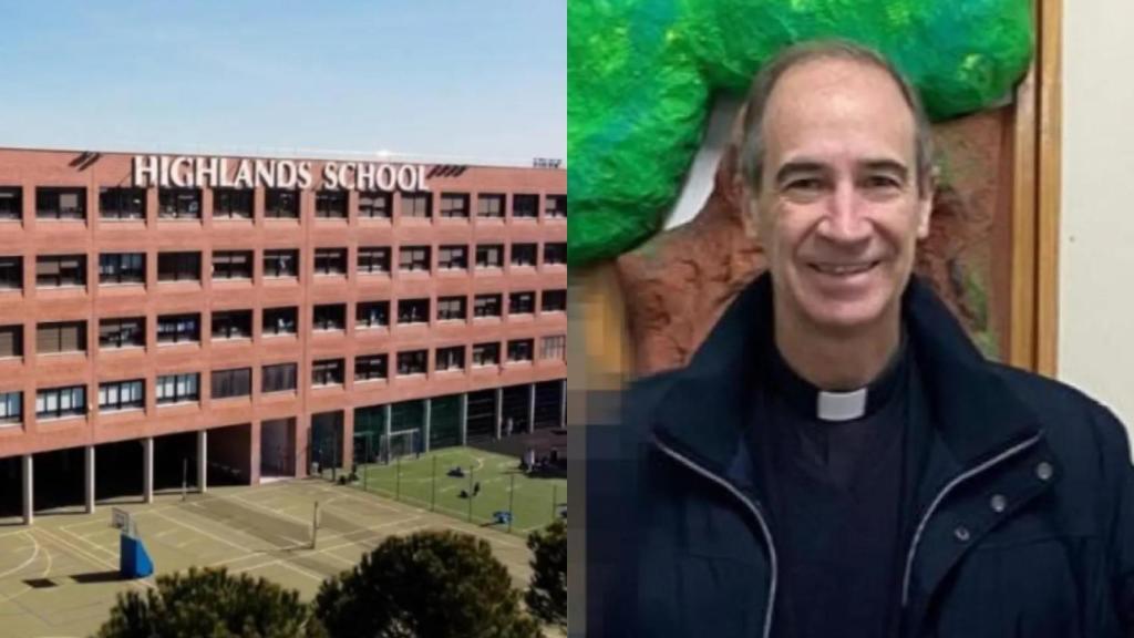 El colegio Highlands El Encinar y Marcelino, el capellán acusado de agresión sexual.