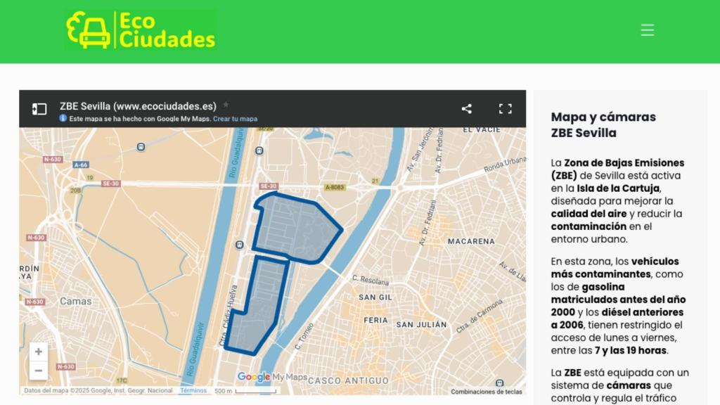 Mapa de ZBE de Sevilla