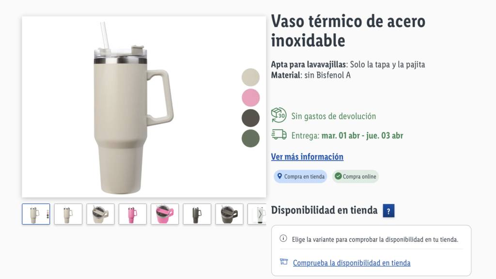 Vaso térmico de acero inoxidable.