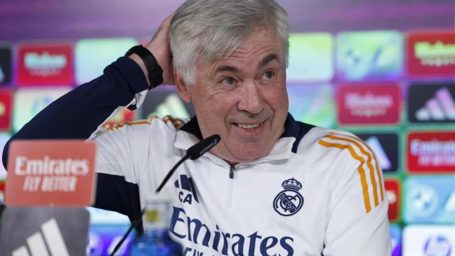 Ancelotti, en rueda de prensa con el Real Madrid