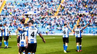 El Hércules celebra la victoria ante el Ibiza.