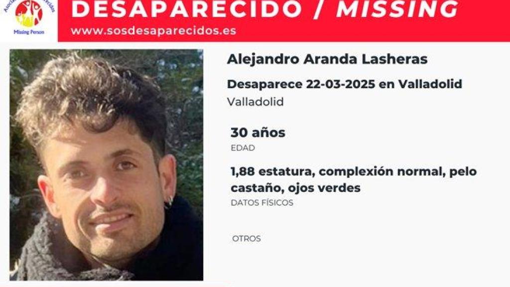Activan la red de alerta en cajeros automáticos para difundir la desaparición de Alejandro Aranda en Valladolid