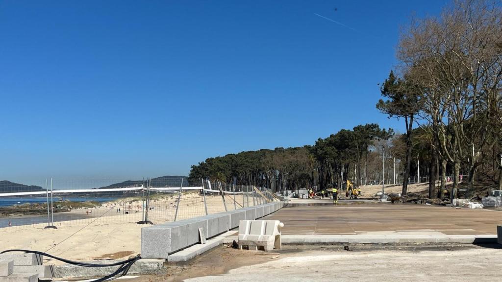 Obras en el Paseo de Samil en Vigo