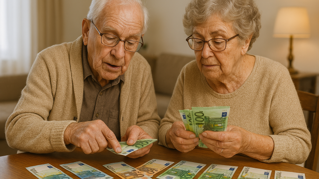 Personas mayores contando dinero.