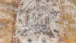 Una de las pinturas encontradas en el Convento de Santa Clara