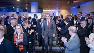 Felipe VI, a su llegada al 'Wake Up! Spain 2025, que se celebra esta semana en el auditorio de Casa de América.