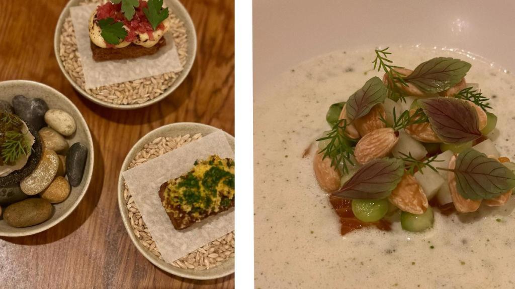 Finger food para comenzar y ajo blanco picante para seguir.