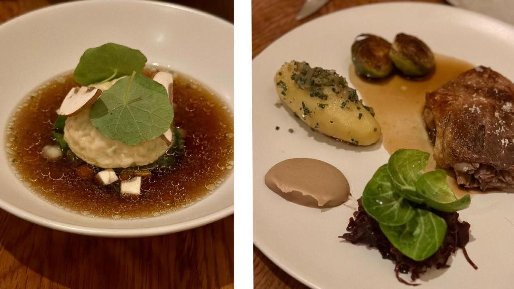 Raviolo y Sunday Roast.