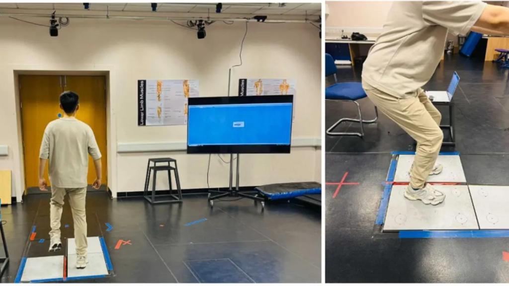 Una persona probando unas zapatillas con las plantillas inteligentes.