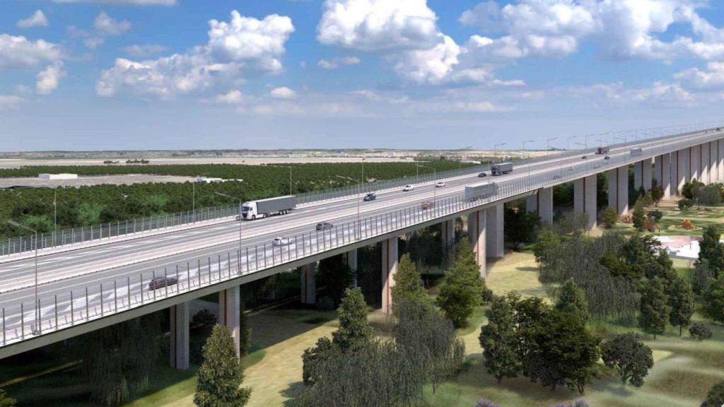 Proyección del nuevo tramo de la SE-40 que cruzará el Guadalquivir.
