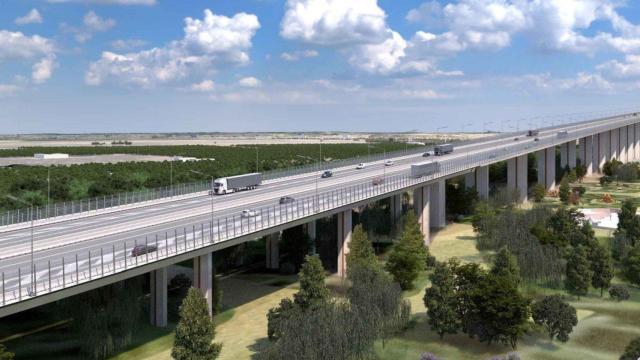 Proyección del nuevo tramo de la SE-40 que cruzará el Guadalquivir.