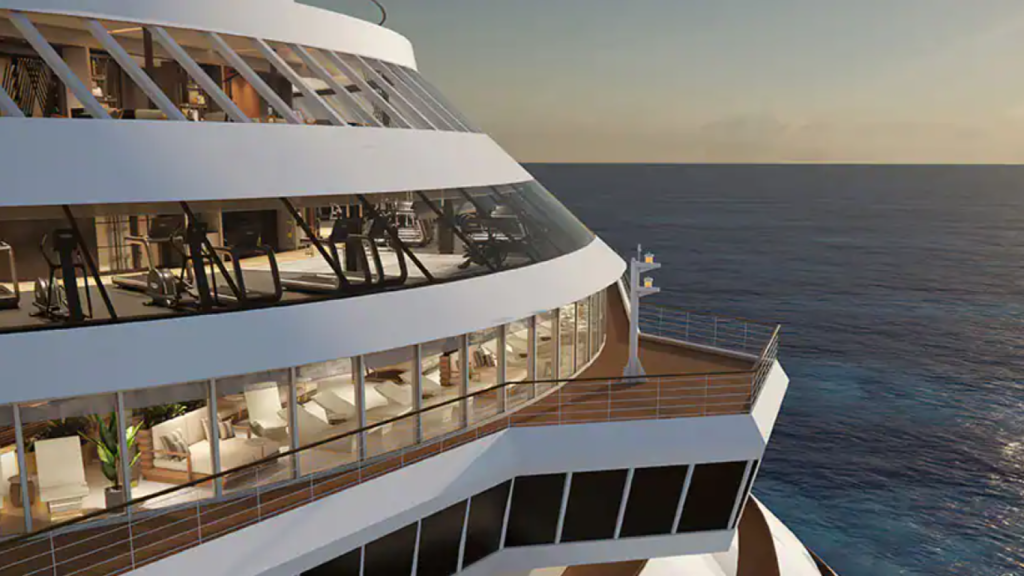 Vista exterior del gimnasio y del Spa del Aqua de Norwegian Cruise Line.