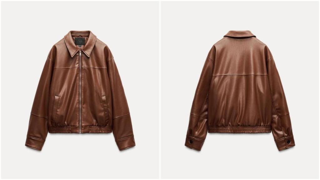 Chaqueta bomber efecto piel de Zara. Ref: 4391/859/702