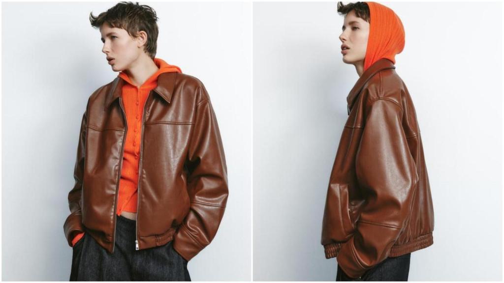 Chaqueta bomber efecto piel Zara. Ref: 4391/859/702