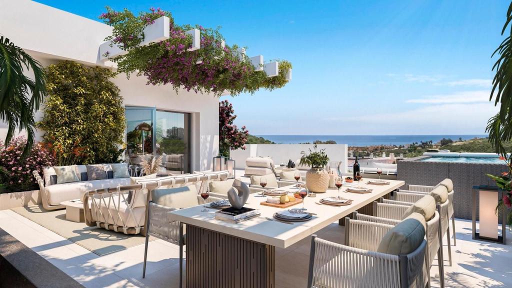 Detalle de uno de los futuros edificios de la promoción de Exxacon en Casares.