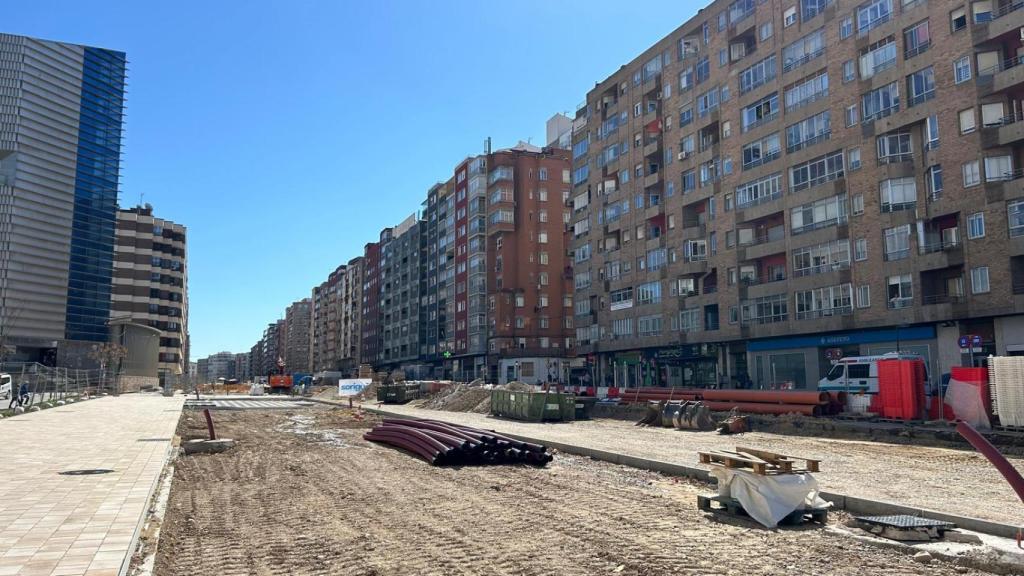 Las obras en avenida Navarra, en Zaragoza.