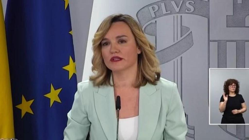 Pilar Alegría este martes en rueda de prensa tras el Consejo de Ministros.