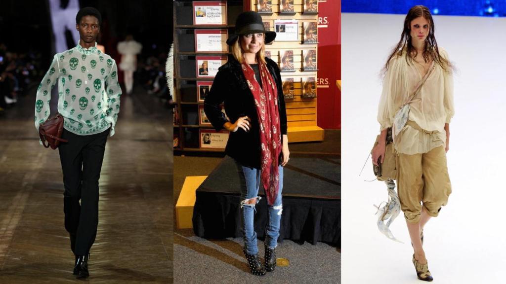 Desfile primavera-verano 2025 de Alexander McQueen, Nicole Richie en 2010 y desfile primavera-verano 2003 de Alexander McQueen.