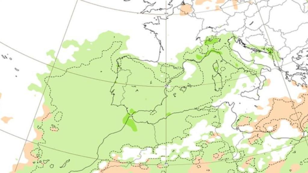 Mapa de anomalías y precipitaciones en España.