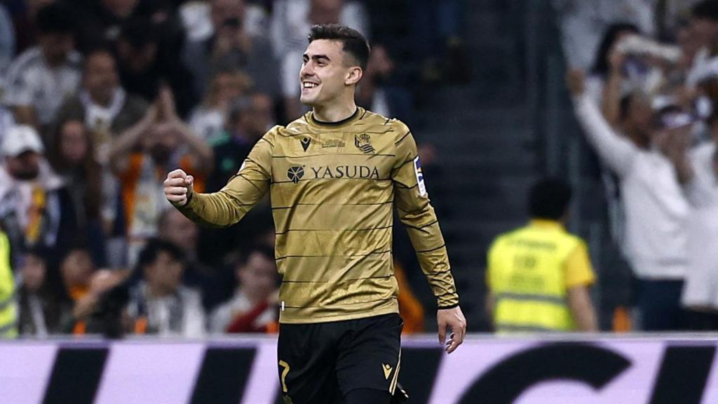 Ander Barrenetxea celebra su gol ante el Real Madrid