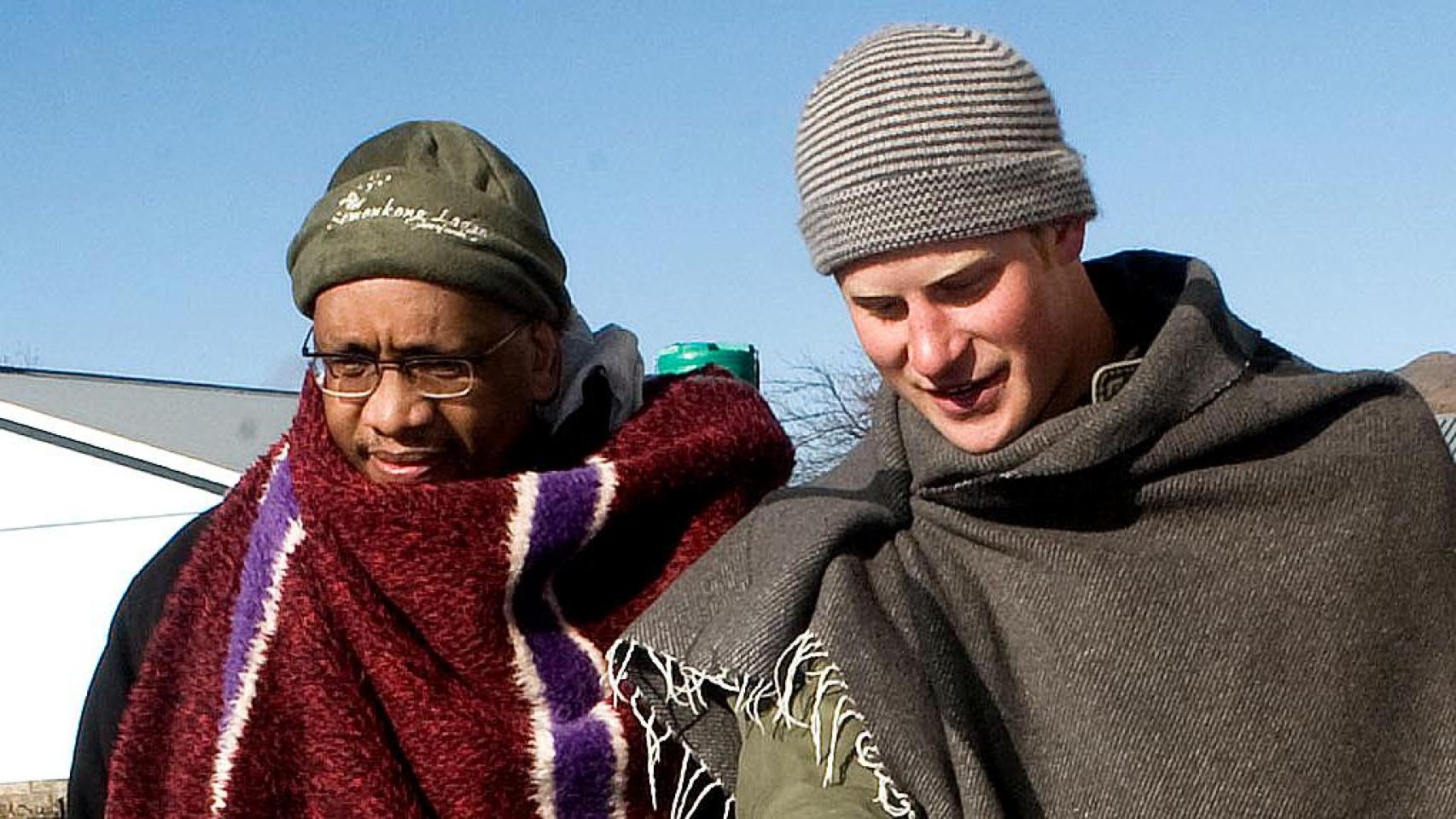 Seeiso de Lesoto y el príncipe Harry en Lesoto. Año 2010.