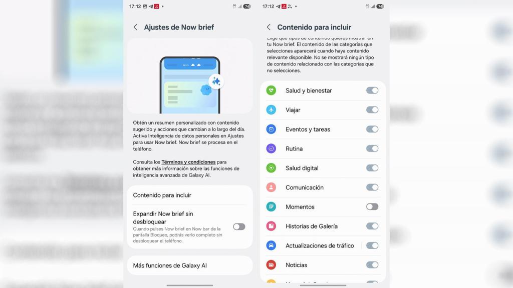 Now Brief en un Samsung Galaxy S25 Ultra