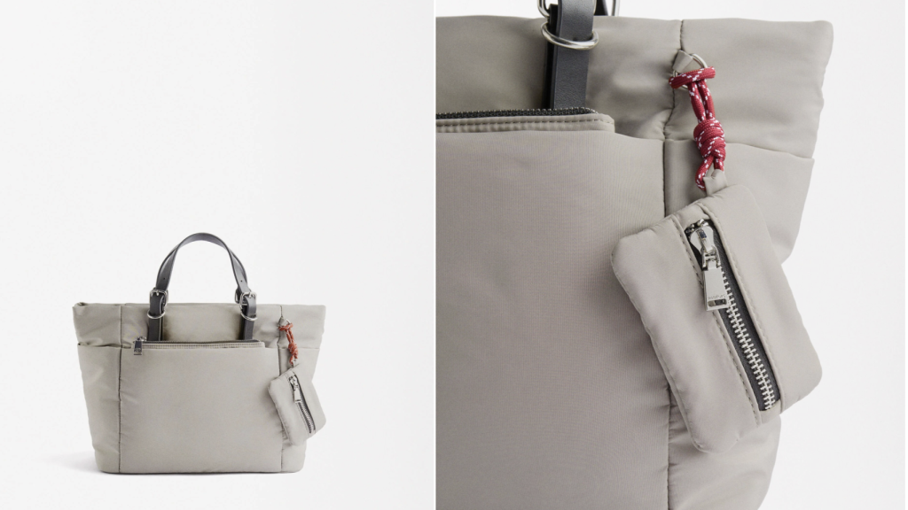 Bolso tote de nylon bandolera.