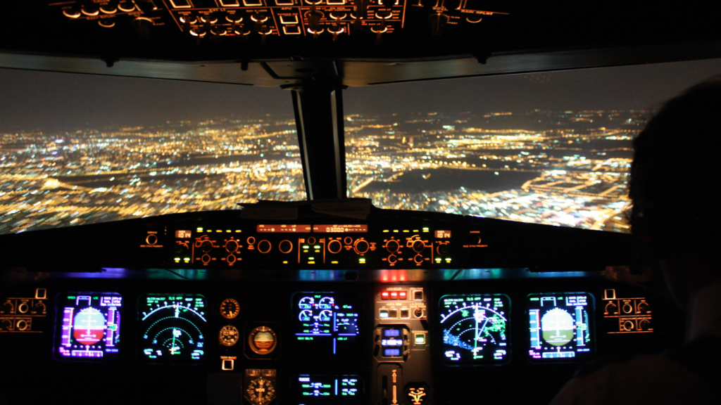 Cabina A320 en plena aproximación