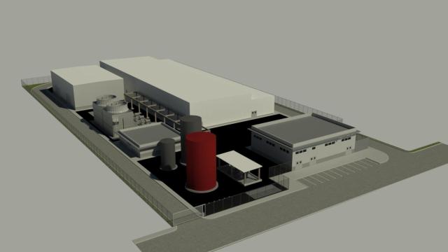 Diseño de lo que será Orange.bat, el proyecto de hidrógeno verde del grupo suizo Smartenergy en Onda (Castellón)