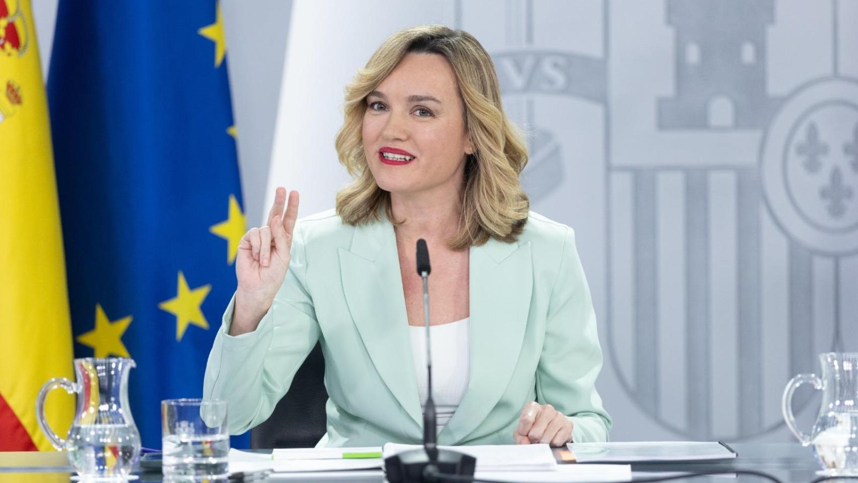 La ministra portavoz, Pilar Alegría, el martes en la Moncloa, en la rueda de prensa posterior al Consejo de Ministros.