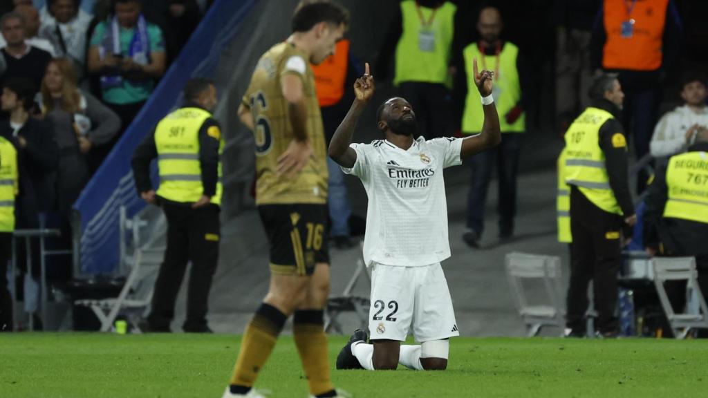 Rüdiger celebra la clasificación del Real Madrid para la final de la Copa del Rey
