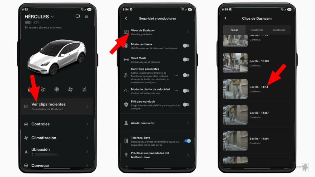 Modo centinela en la app de Tesla