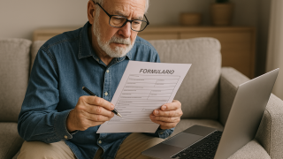 Persona mayor rellenando un formulario