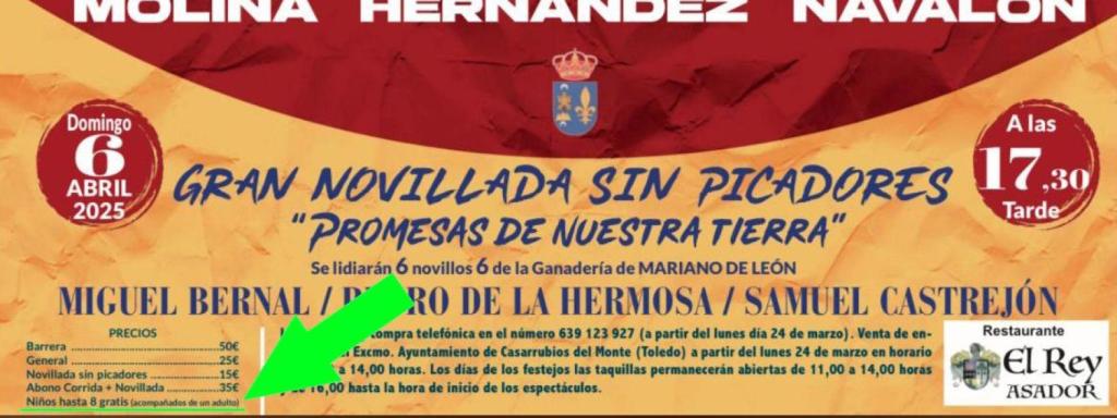 Recorte del cartel de la novillada de Casarrubios del Monte