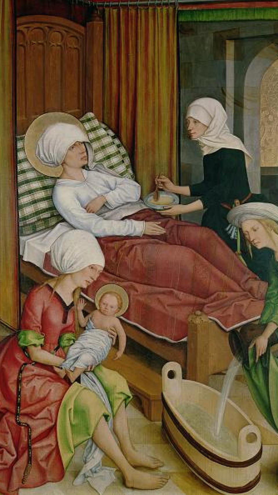 Matronas en la Edad Media asistiendo a un parto.