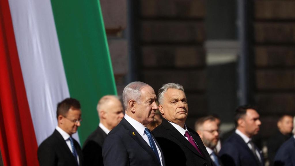 Otra imagen de Netanyahu y Orbán en el castillo de Buda, la residencia histórica de la monarquía húngara.