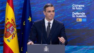 El presidente del Gobierno, Pedro Sánchez, durante la rueda de prensa que ha ofrecido en Moncloa.