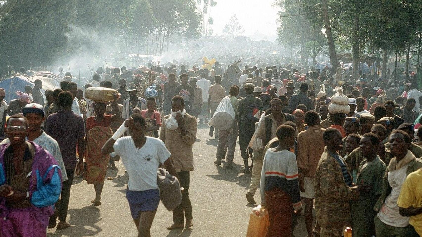 Refugiados ruandeses en el Campo de Refugiados Kitali, agosto 1994.