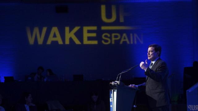El presidente de la Junta, Alfonso Fernández Mañueco, durante su intervención en la cuarta jornada de la V edición de Wake Up, Spain!, este jueves
