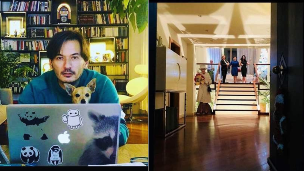 Zona del salón y escaleras de la casa de Miren Ibarguren y Alberto Caballero.