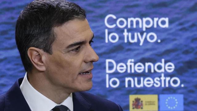 Pedro Sánchez, este jueves en la Moncloa, presentando el plan del Gobierno contra los aranceles de Trump.