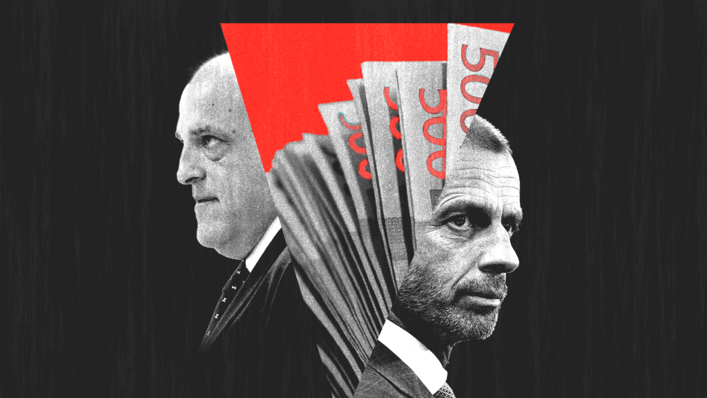 Javier Tebas y Aleksander Ceferin, en un fotomontaje