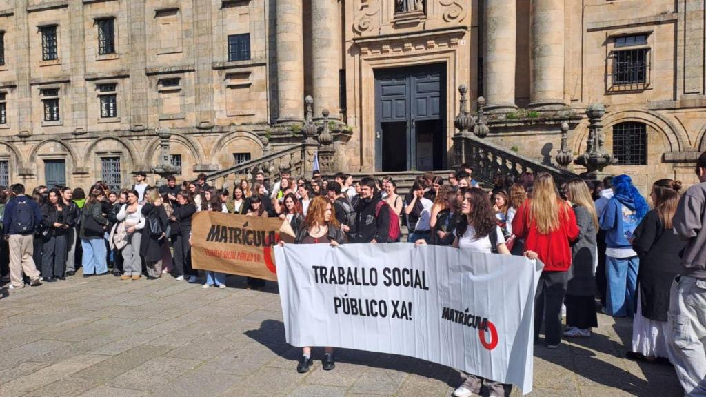 Manifestación del alumnado de Trabajo Social de la USC.