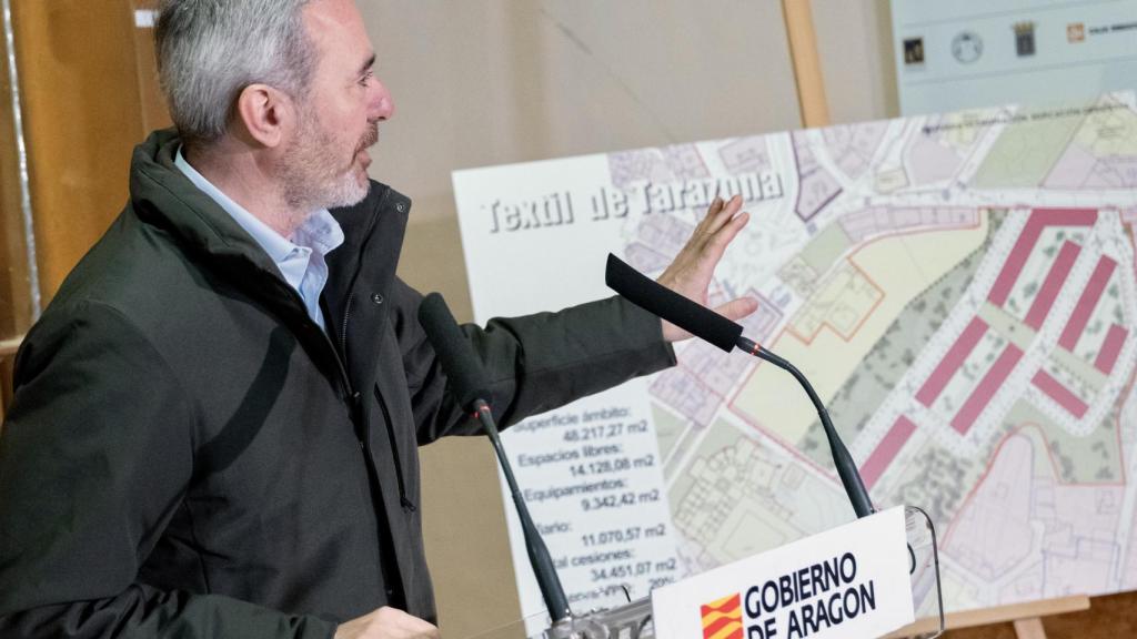 Jorge Azcón, en declaraciones a los medios de comunicación desde Tarazona