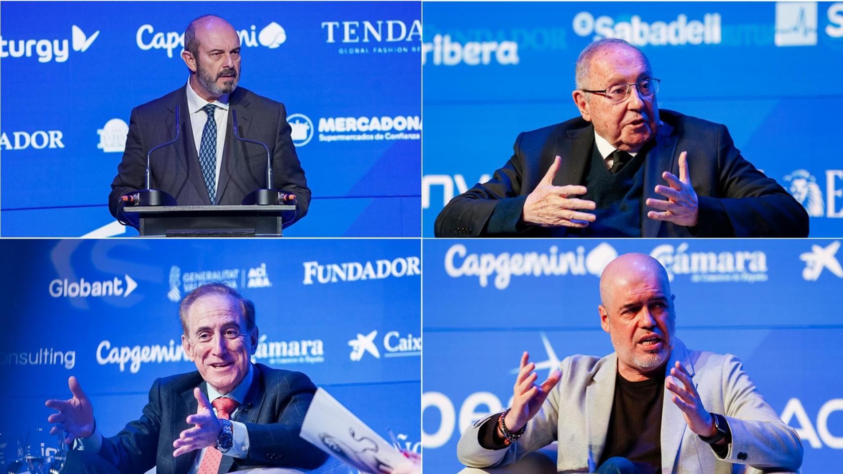 De izda. a dcha. Pedro Rollán, presidente del Senado; José Luis Bonet, presidente de Cámaras; Antonio Huertas, presidente de Mapfre y Unai Sordo, secretario general de CCOO.